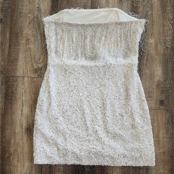 Retrofete Cassandra Dress in White Size Large Strapless Sequin Beaded NWT Bridal - Picture 7 of 13